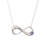 Stylish Evil Eye Eternity 925 Sterling Silver Necklace studded with CZ